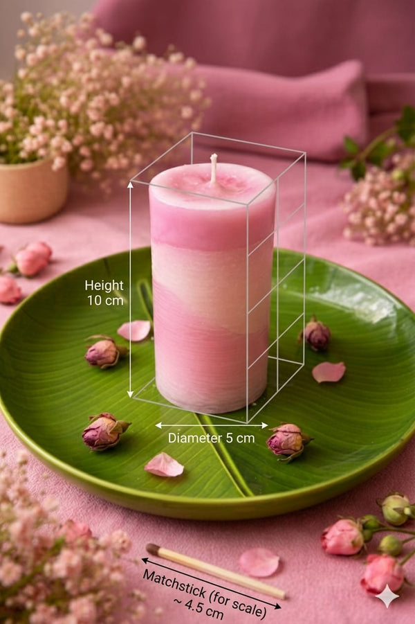 Colour Block Pillar Candle – Pink Duo